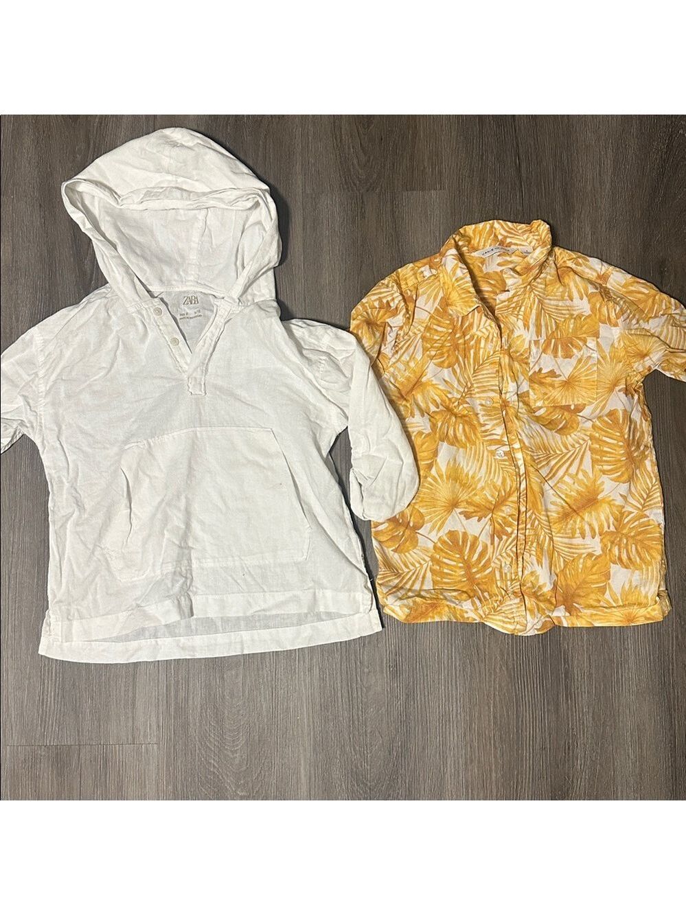 White Hoodie Shirt and Leaf Print Shirt size 6
